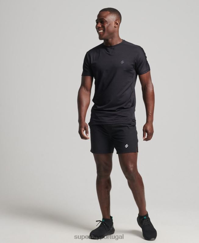 camiseta manga curta corrida homens preto roupas Superdry 2208H5403