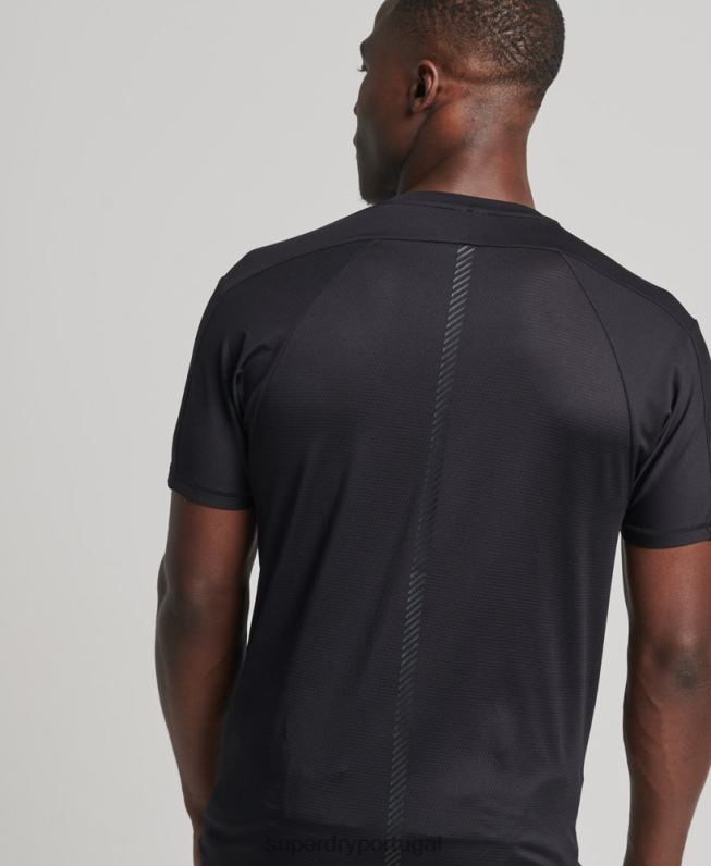 camiseta manga curta corrida homens preto roupas Superdry 2208H5403