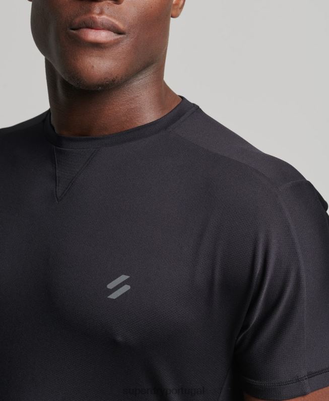 camiseta manga curta corrida homens preto roupas Superdry 2208H5403