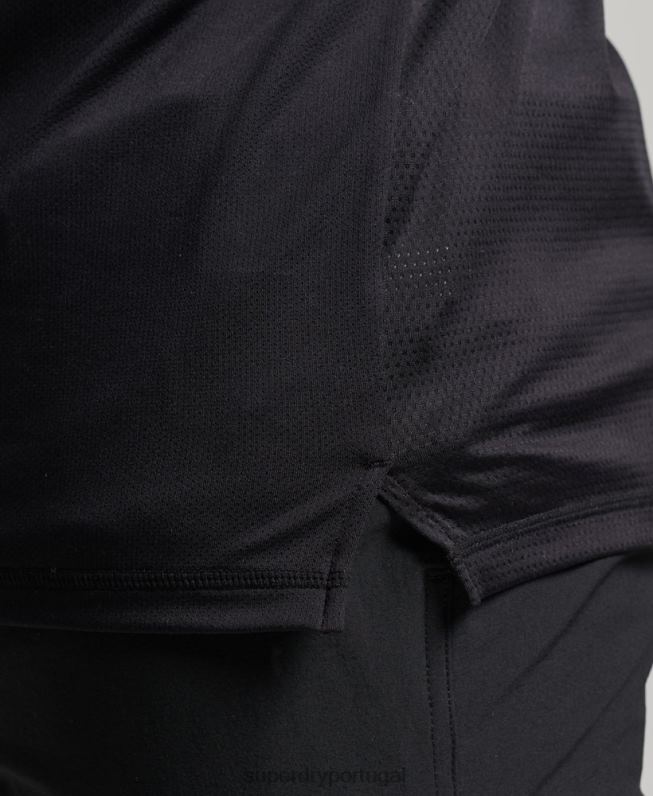 camiseta manga curta corrida homens preto roupas Superdry 2208H5403