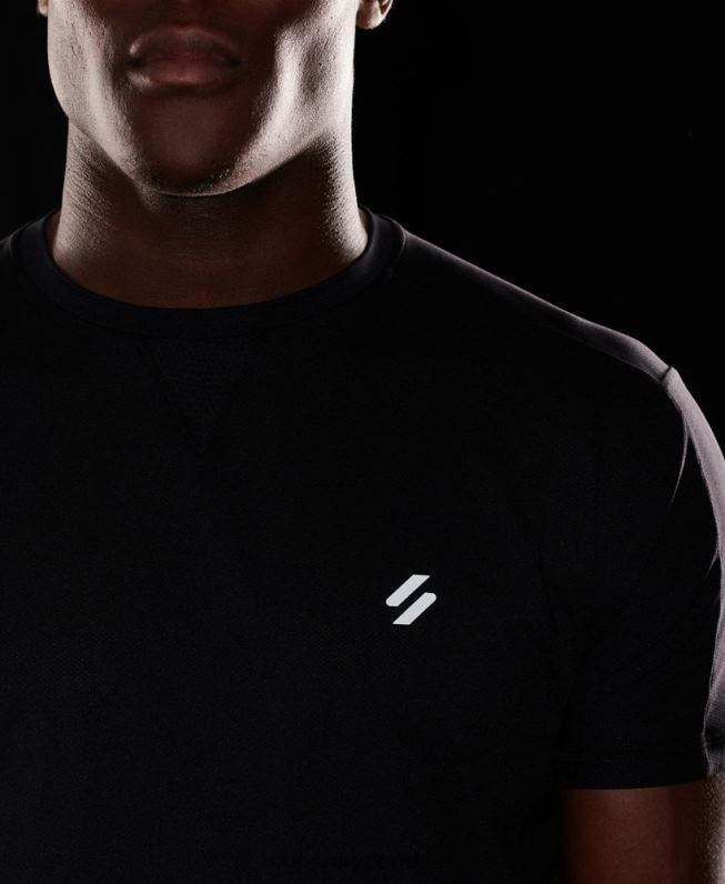 camiseta manga curta corrida homens preto roupas Superdry 2208H5403