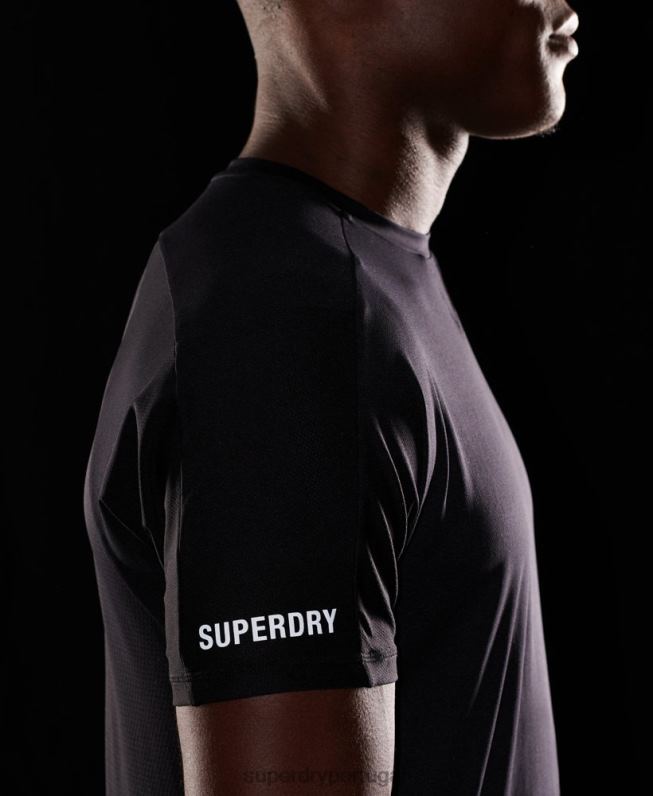 camiseta manga curta corrida homens preto roupas Superdry 2208H5403