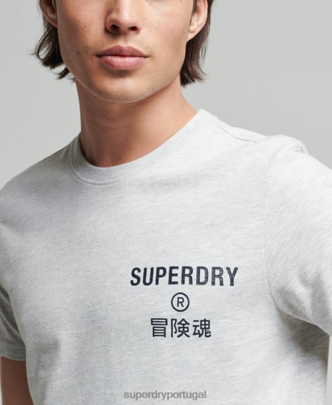 camiseta marl com logo corporativo vintage homens cinza claro roupas Superdry 2208H4829