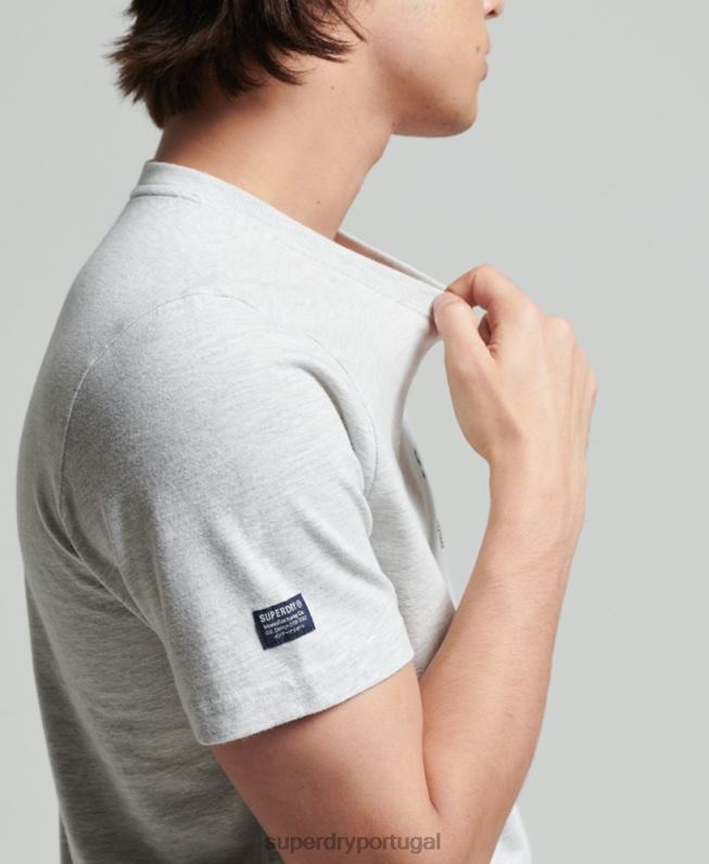 camiseta marl com logo corporativo vintage homens cinza claro roupas Superdry 2208H4829