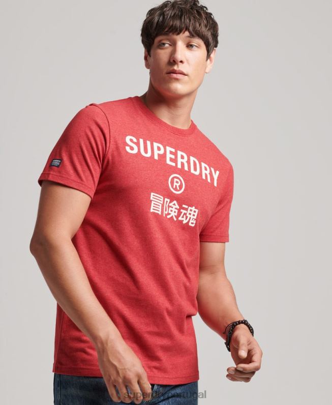 camiseta marl com logo corporativo vintage homens vermelho roupas Superdry 2208H4826