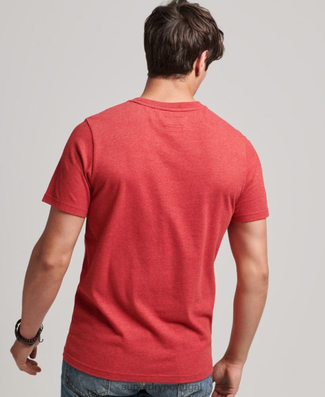 camiseta marl com logo corporativo vintage homens vermelho roupas Superdry 2208H4826