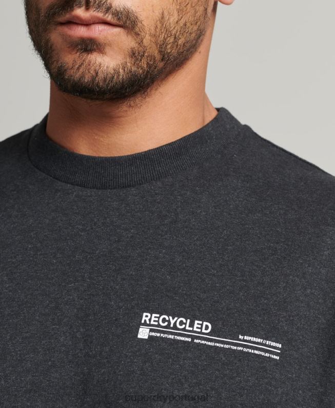 camiseta micro top reciclada homens preto roupas Superdry 2208H4942