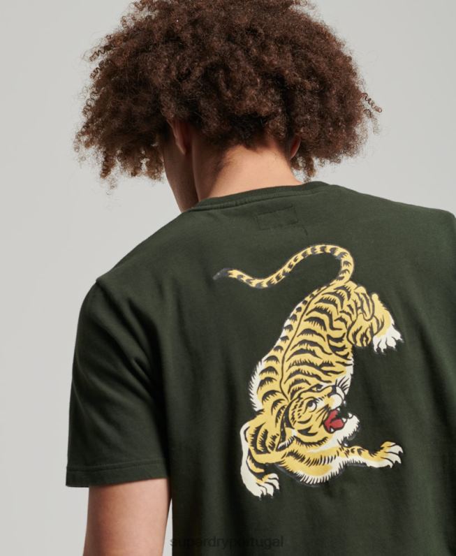 camiseta narrativa com logo vintage homens verde roupas Superdry 2208H4795
