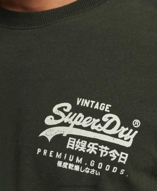 camiseta narrativa com logo vintage homens verde roupas Superdry 2208H4795