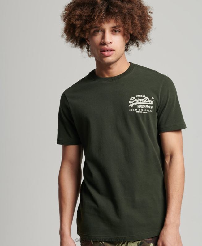 camiseta narrativa com logo vintage homens verde roupas Superdry 2208H4795