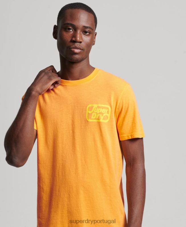 camiseta neon marca vintage homens laranja roupas Superdry 2208H4796