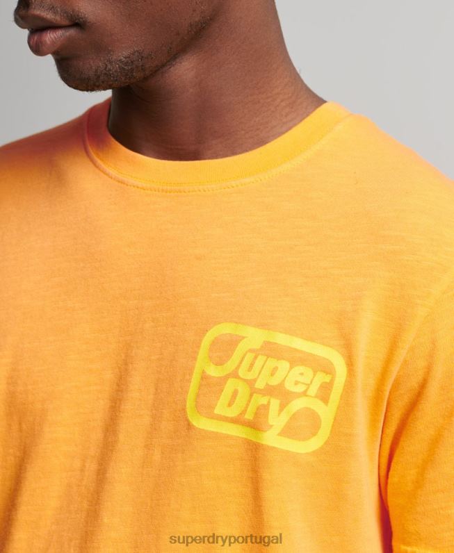 camiseta neon marca vintage homens laranja roupas Superdry 2208H4796