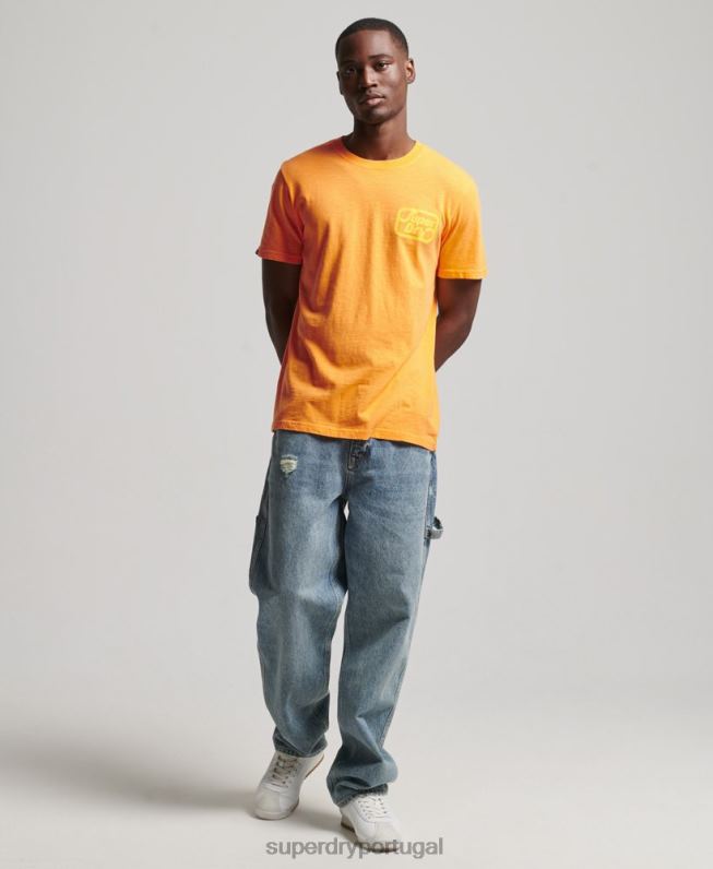 camiseta neon marca vintage homens laranja roupas Superdry 2208H4796
