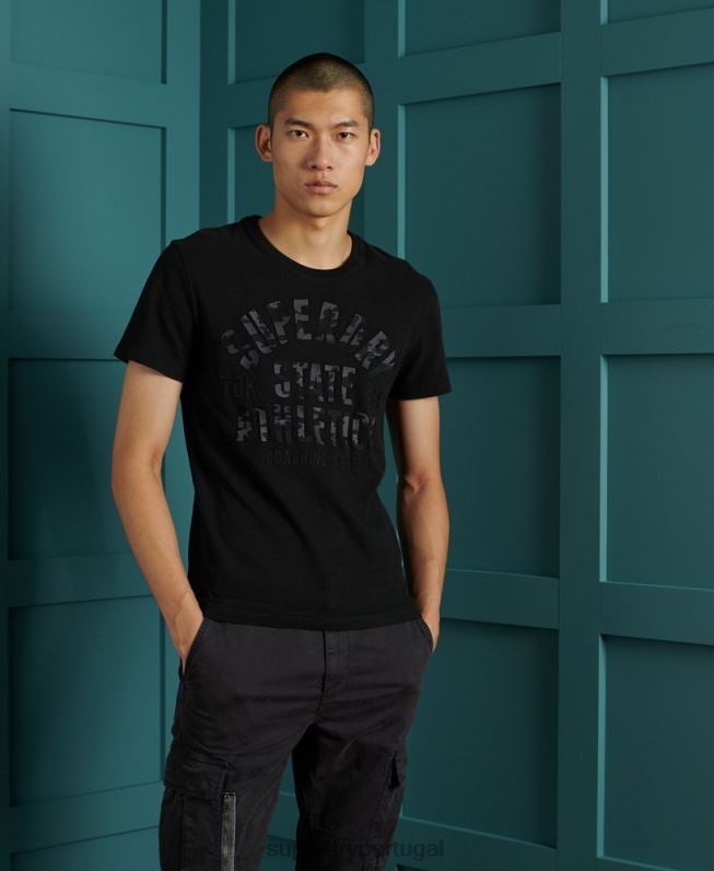 camiseta preta homens preto roupas Superdry 2208H4964
