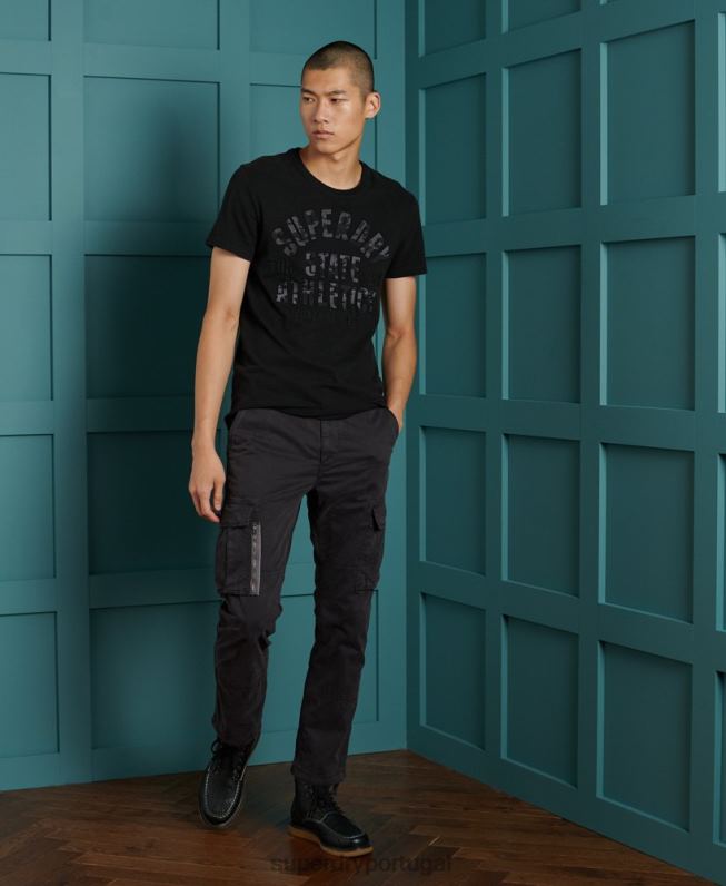 camiseta preta homens preto roupas Superdry 2208H4964