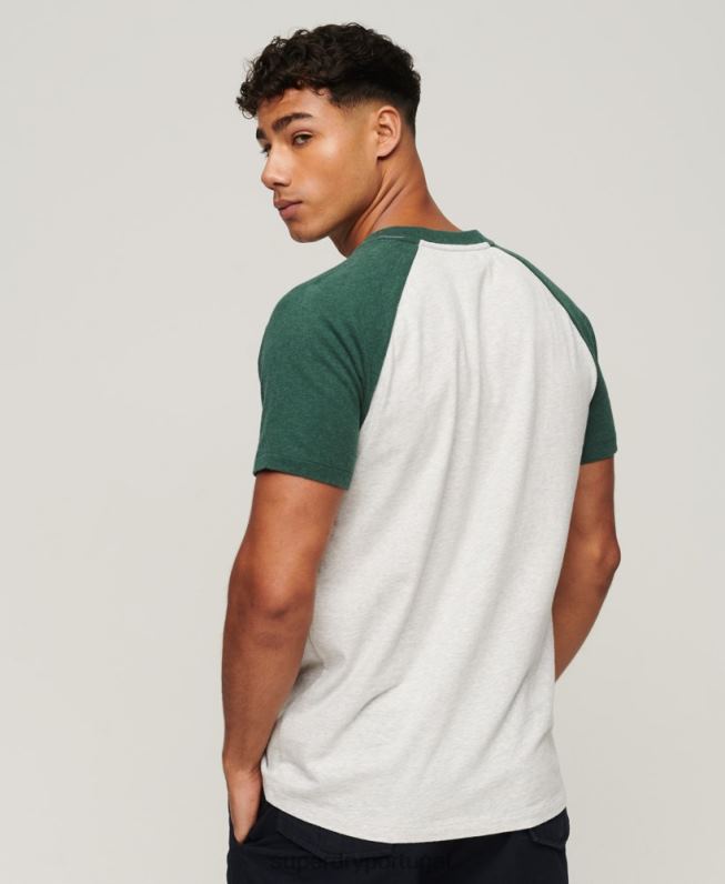 camiseta raglã vintage com logotipo da loja homens verde roupas Superdry 2208H51