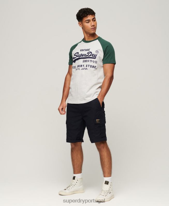 camiseta raglã vintage com logotipo da loja homens verde roupas Superdry 2208H51