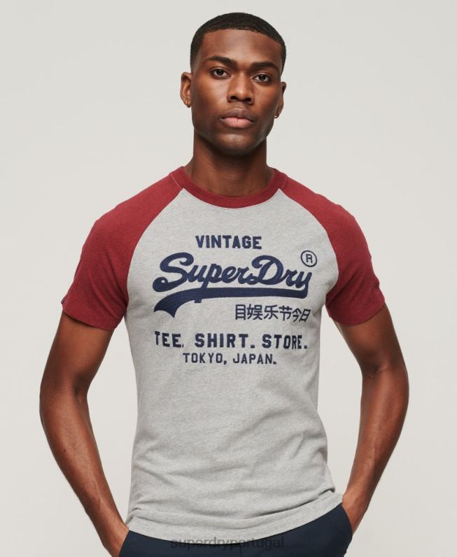 camiseta raglã vintage com logotipo da loja homens vermelho roupas Superdry 2208H72