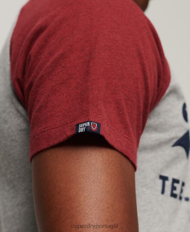 camiseta raglã vintage com logotipo da loja homens vermelho roupas Superdry 2208H72