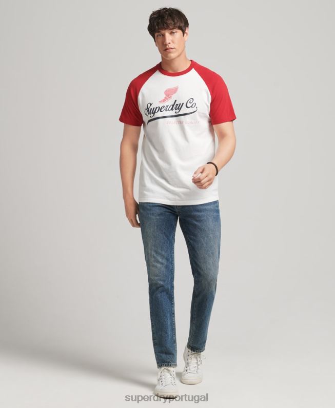 camiseta raglan com estampa de aquiles homens creme roupas Superdry 2208H4802