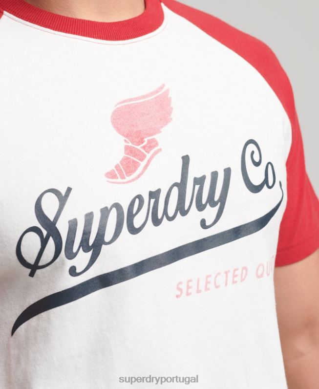 camiseta raglan com estampa de aquiles homens creme roupas Superdry 2208H4802