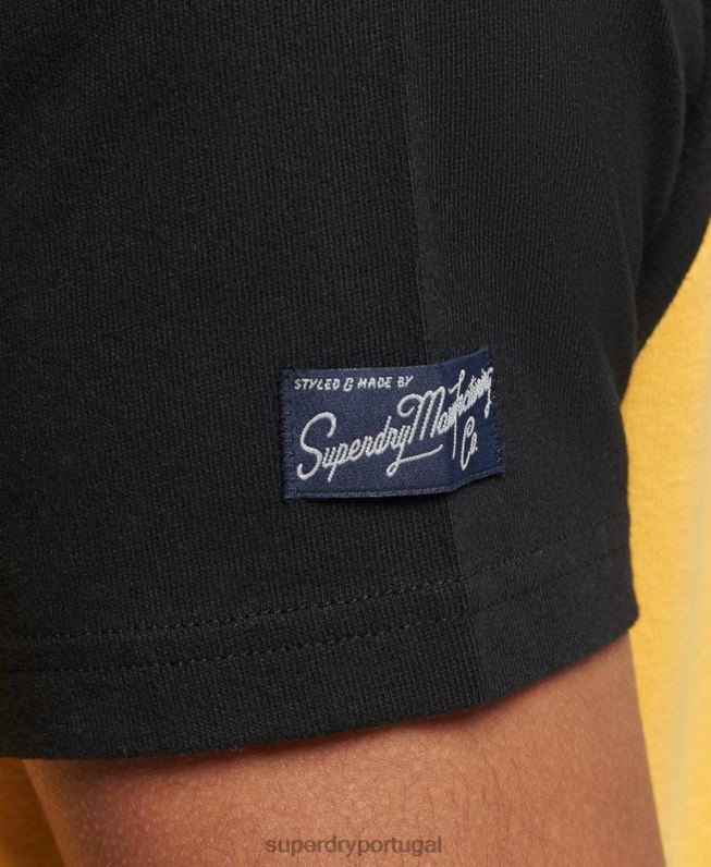 camiseta raglan com logo core homens amarelo roupas Superdry 2208H4860