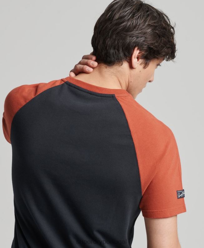 camiseta raglan com logo core homens marinha roupas Superdry 2208H4842