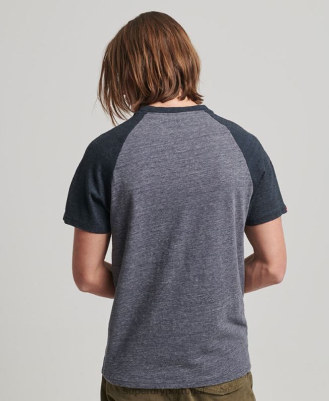 camiseta raglan vintage com apliques ao ar livre homens marinha roupas Superdry 2208H115