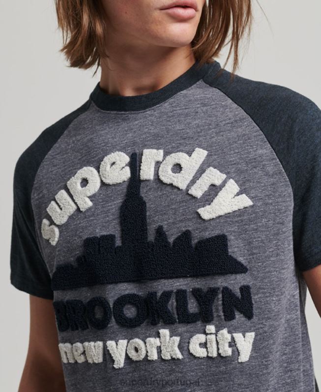 camiseta raglan vintage com apliques ao ar livre homens marinha roupas Superdry 2208H115