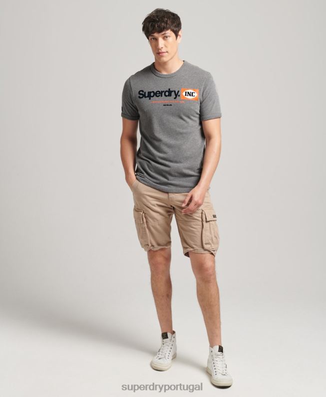 camiseta ringer com logo core homens cinza roupas Superdry 2208H4912