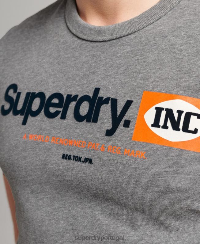 camiseta ringer com logo core homens cinza roupas Superdry 2208H4912
