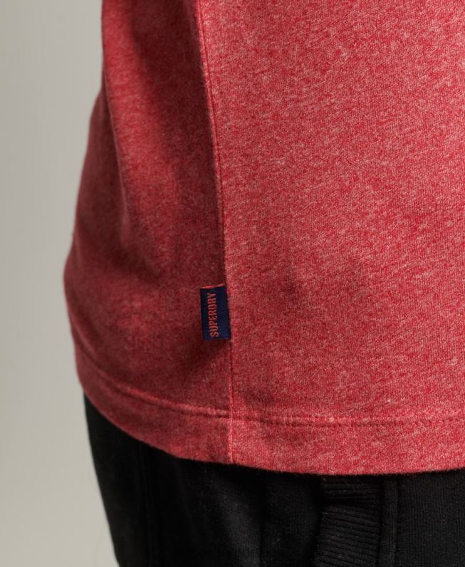 camiseta ringer com logo essencial de algodão orgânico homens vermelho roupas Superdry 2208H4901