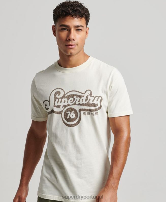 camiseta roteiro nostalgia homens creme roupas Superdry 2208H4971