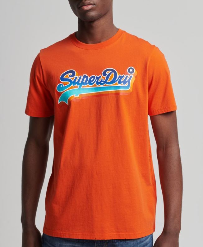 camiseta sazonal com logotipo vintage homens laranja roupas Superdry 2208H4935