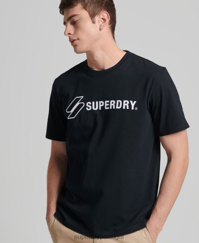 camiseta solta com aplique de logo homens preto roupas Superdry 2208H4852