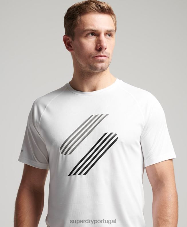 camiseta train active lock up homens branco roupas Superdry 2208H1435