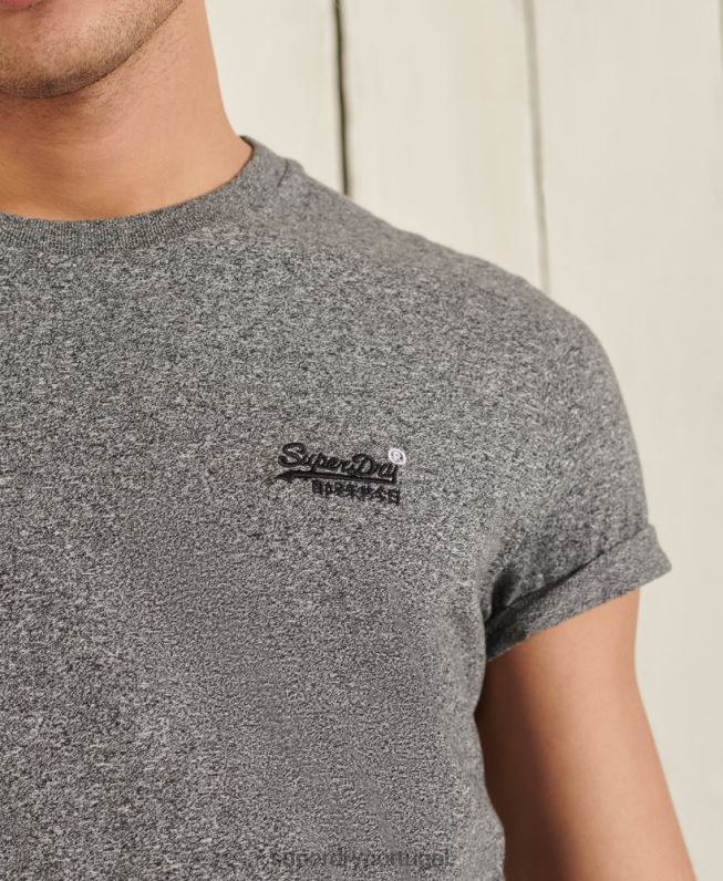 camiseta vintage bordada de algodão orgânico homens cinza escuro roupas Superdry 2208H4962