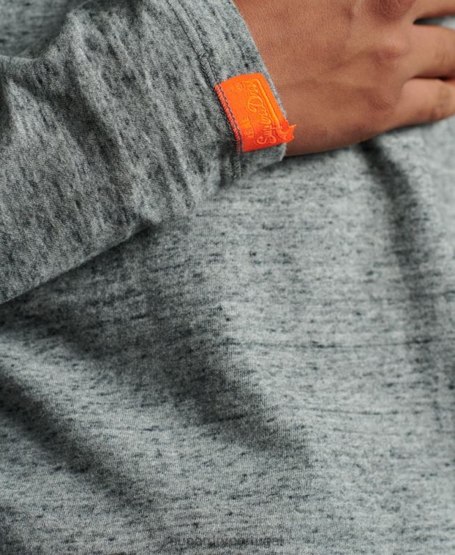 camiseta vintage bordada de algodão orgânico homens cinza roupas Superdry 2208H6477