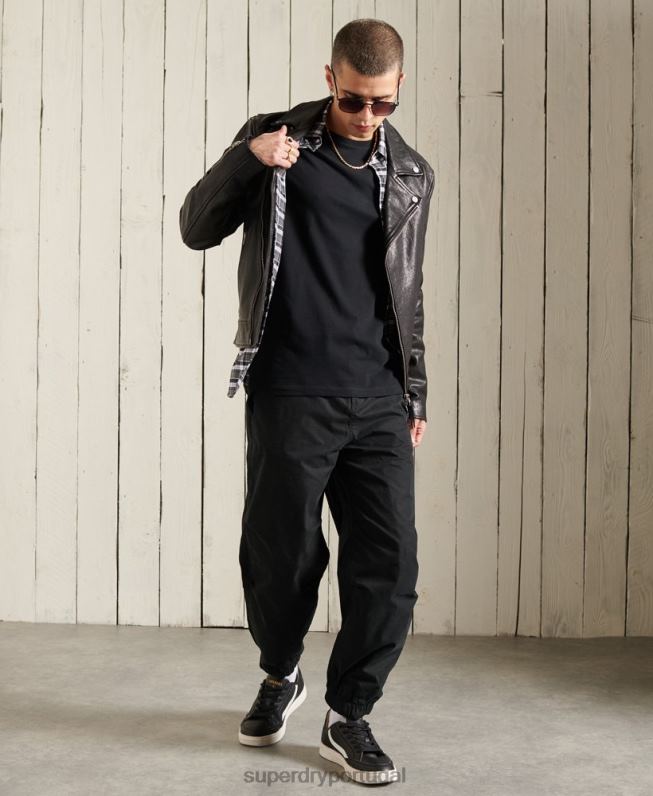 camiseta vintage bordada de algodão orgânico homens preto roupas Superdry 2208H6502