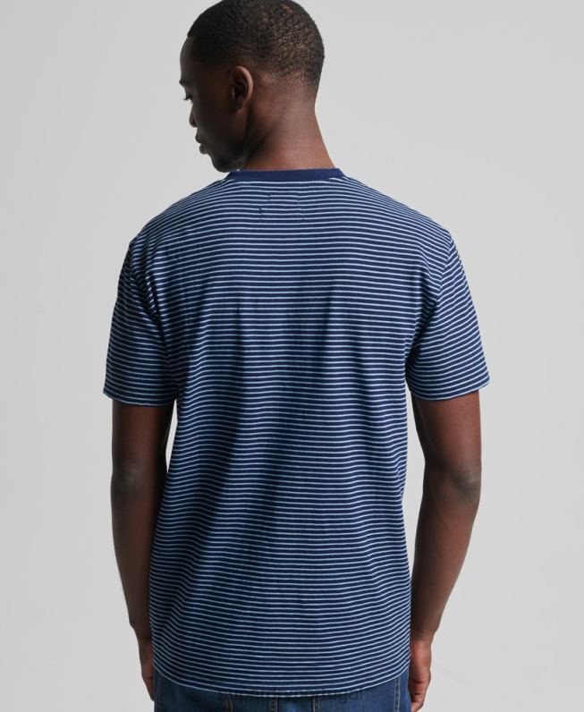 camiseta vintage com faixa índigo homens azul escuro roupas Superdry 2208H4830