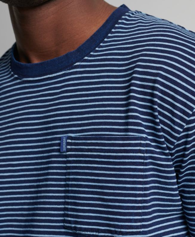 camiseta vintage com faixa índigo homens azul escuro roupas Superdry 2208H4830