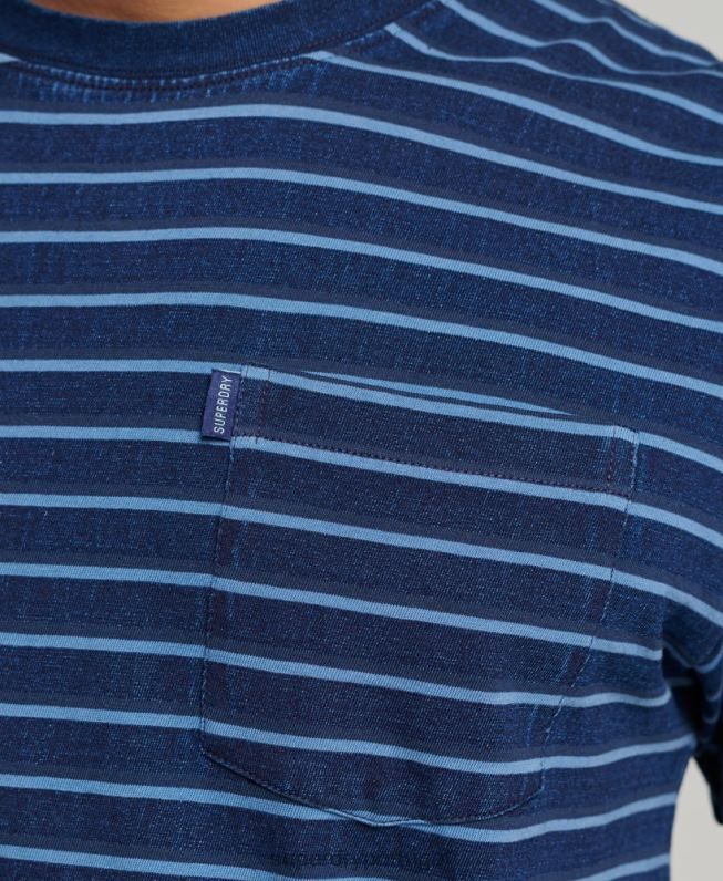 camiseta vintage com faixa índigo homens azul escuro roupas Superdry 2208H4840