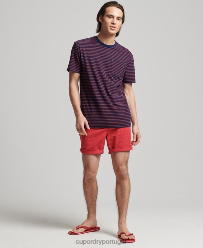 camiseta vintage com faixa índigo homens vermelho roupas Superdry 2208H4856