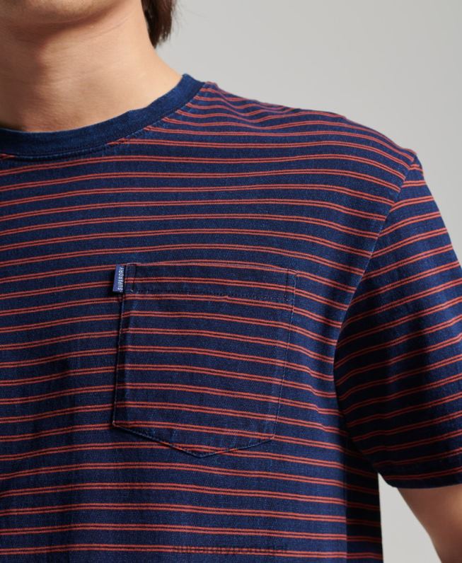 camiseta vintage com faixa índigo homens vermelho roupas Superdry 2208H4856