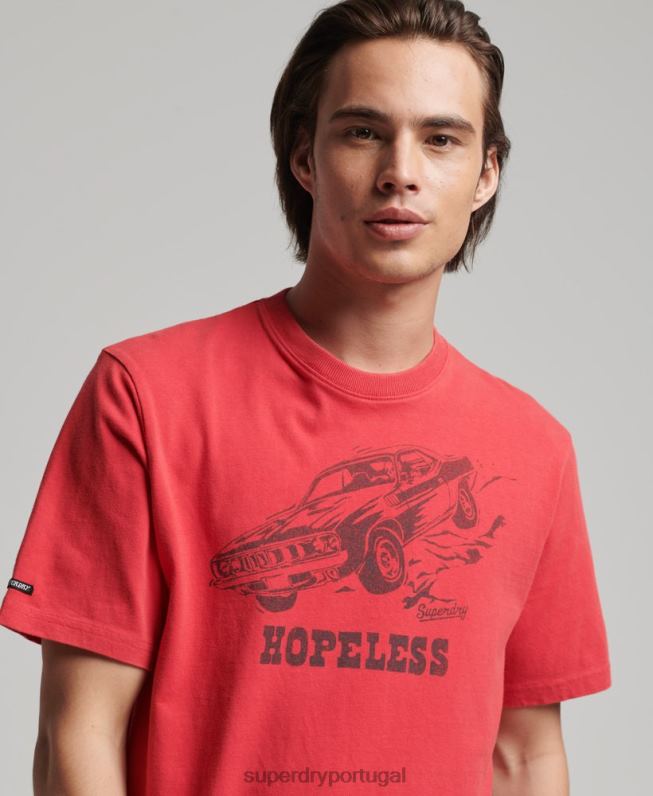 camiseta vintage com linhas cruzadas homens vermelho roupas Superdry 2208H4895
