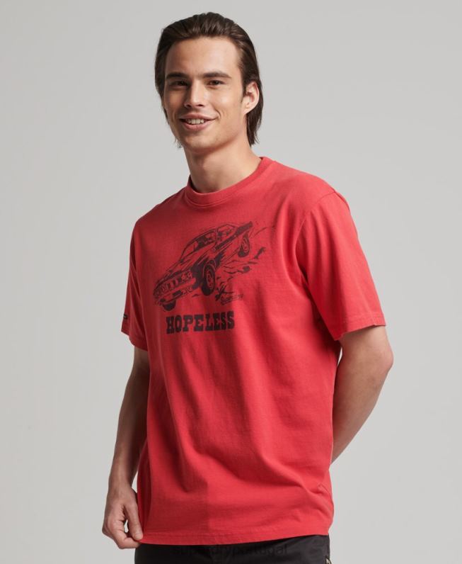 camiseta vintage com linhas cruzadas homens vermelho roupas Superdry 2208H4895