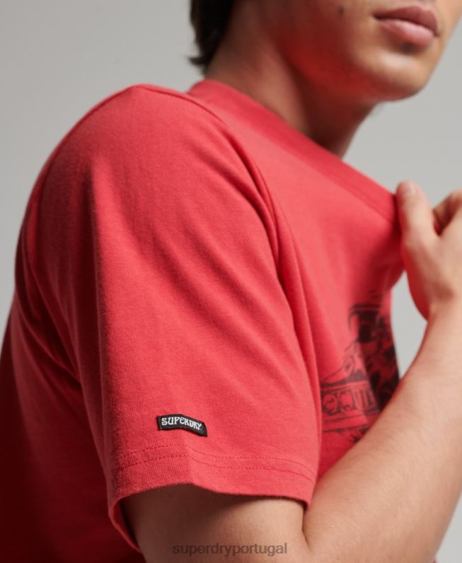 camiseta vintage com linhas cruzadas homens vermelho roupas Superdry 2208H4895