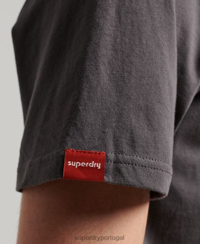 camiseta vintage com logo neon homens cinza escuro roupas Superdry 2208H18