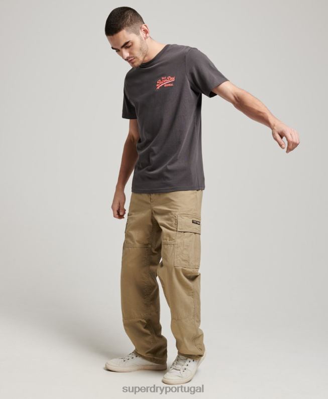 camiseta vintage com logo neon homens cinza escuro roupas Superdry 2208H18