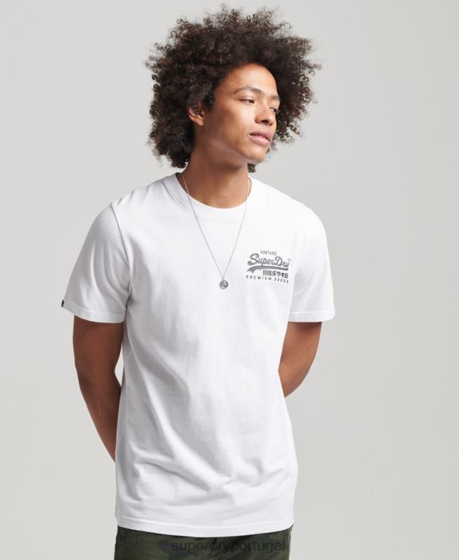 camiseta vintage com logo vintage homens branco roupas Superdry 2208H4968